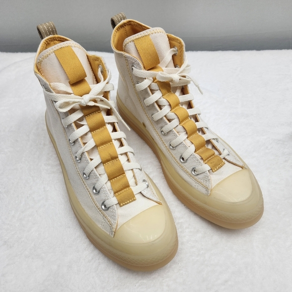 Vtg Converse High-Top Sneakers in Cream and Yellow Mens 10 Woman 12 - Picture 9 of 9